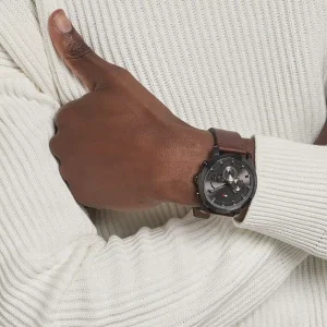 1791799 tommy hilfiger watch men gray dial leather brown strap quartz analog chronograph jameson 5
