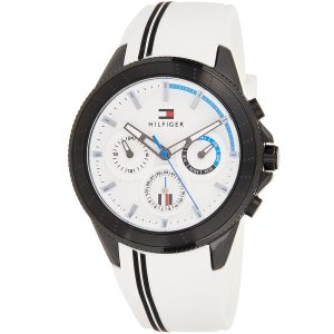 1791862 tommy hilfiger watch men white dial rubber strap quartz battery analog monthly weekly date aiden 2