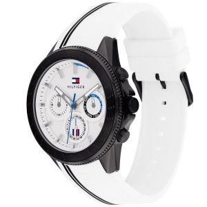 1791862 tommy hilfiger watch men white dial rubber strap quartz battery analog monthly weekly date aiden 3