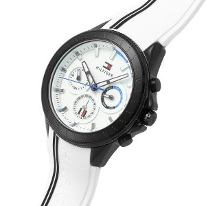 1791862 tommy hilfiger watch men white dial rubber strap quartz battery analog monthly weekly date aiden 7