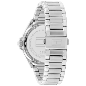 1792012 tommy hilfiger watch men blue dial metal stainless steel silver strap quartz battery analog three hand logan 4