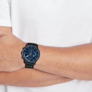 1792049 tommy hilfiger watch men blue dial metal stainless steel black strap quartz battery analog jameson 14