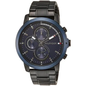 1792049 tommy hilfiger watch men blue dial metal stainless steel black strap quartz battery analog jameson 2