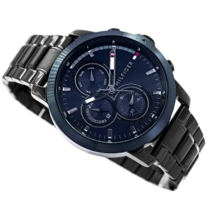 1792049 tommy hilfiger watch men blue dial metal stainless steel black strap quartz battery analog jameson 6