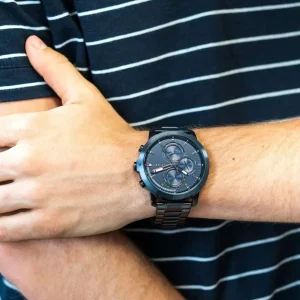 1792049 tommy hilfiger watch men blue dial metal stainless steel black strap quartz battery analog jameson 9