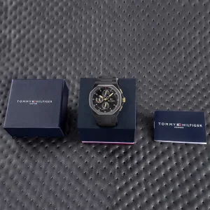 1792120 tommy hilfiger watch men black dial rubber strap quartz analog neo 14