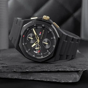 1792120 tommy hilfiger watch men black dial rubber strap quartz analog neo 7