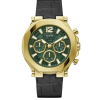 Montre Guess Edge GW0492G3 pour homme cadran vert bracelet cuir noir boîtier doré