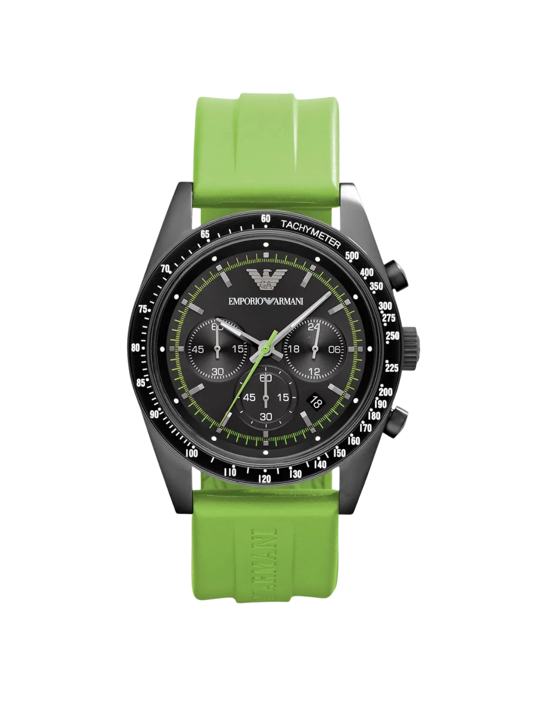 Design sans titre 2026 06 29T003224.076 Montre Emporio Armani Tazio AR6115 homme sportif bracelet silicone vert