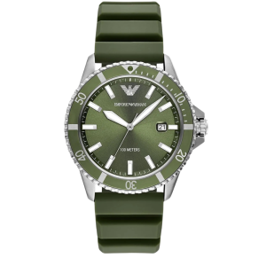 Montre Emporio Armani AR11638 World Explorer homme cadran vert bracelet silicone