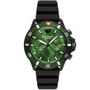 Montre Emporio Armani AR11463 homme cadran vert bracelet silicone noir