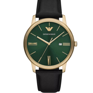 Montre Emporio Armani AR11601 homme cadran vert bracelet cuir noir