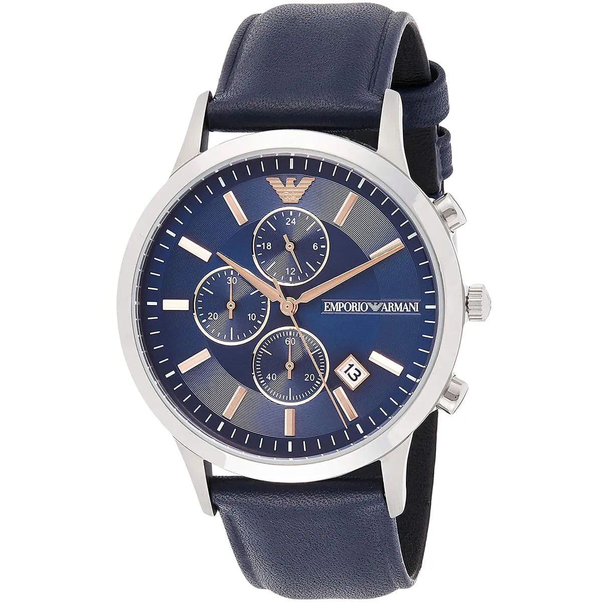 ar11216 emporio armani watch men blue dial leather strap quartz battery analog chronograph renato 2 ar11216 emporio armani watch men blue dial leather strap quartz battery analog chronograph renato 2