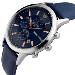 ar11216 emporio armani watch men blue dial leather strap quartz battery analog chronograph renato 5