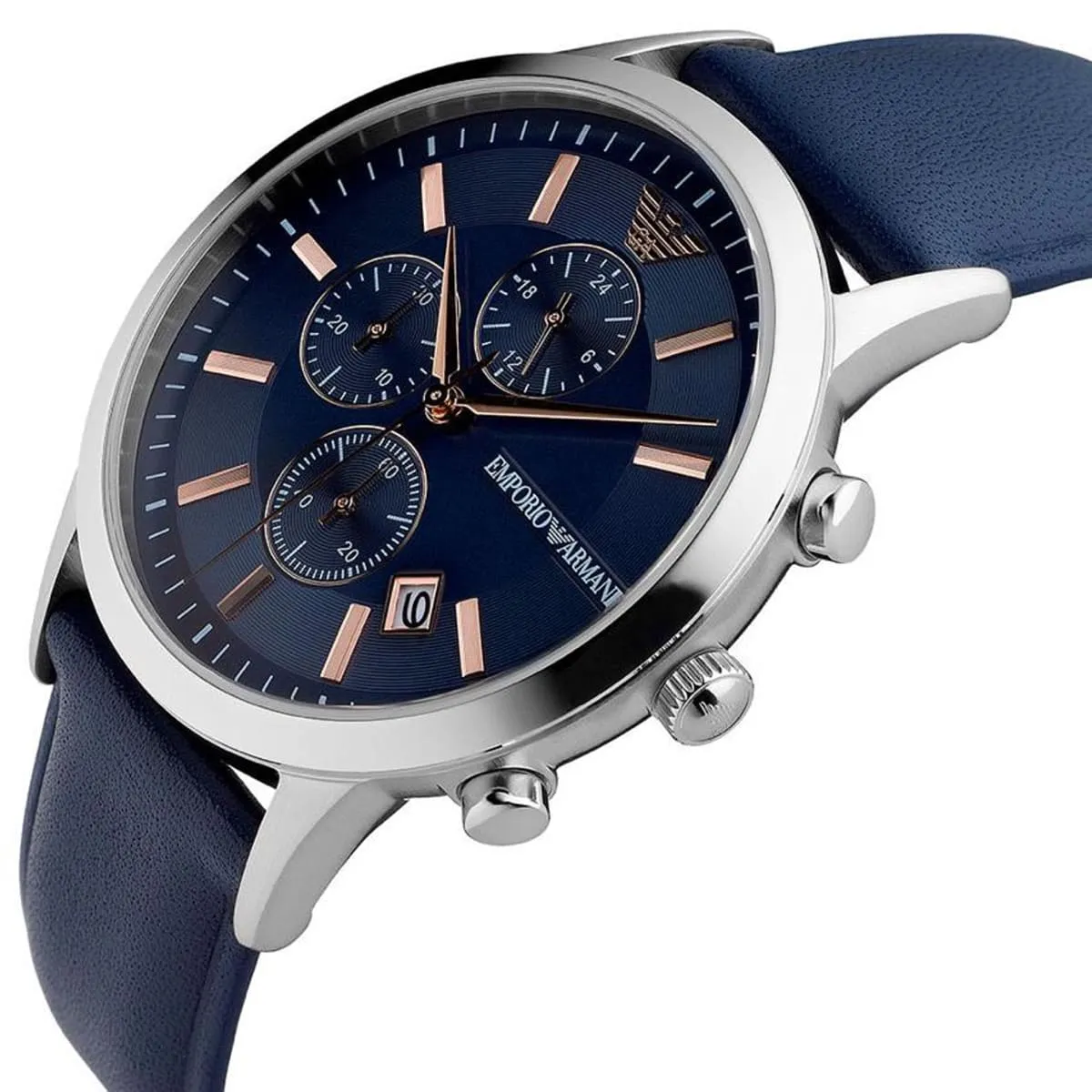 ar11216 emporio armani watch men blue dial leather strap quartz battery analog chronograph renato 5 ar11216 emporio armani watch men blue dial leather strap quartz battery analog chronograph renato 5