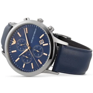 ar11216 emporio armani watch men blue dial leather strap quartz battery analog chronograph renato 7