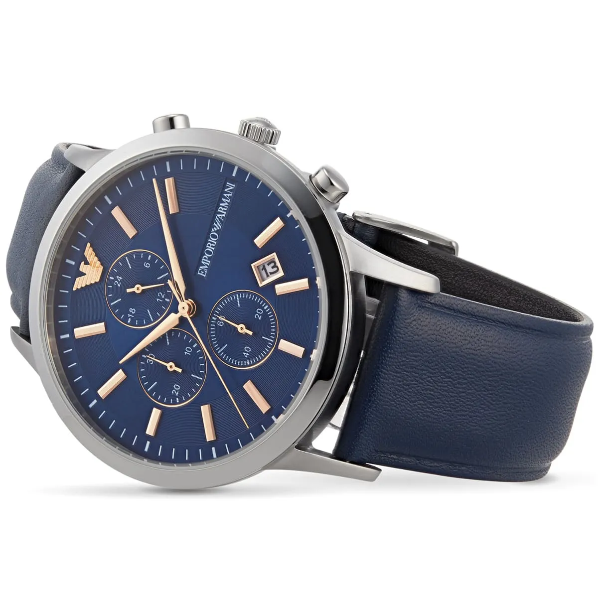 ar11216 emporio armani watch men blue dial leather strap quartz battery analog chronograph renato 7 ar11216 emporio armani watch men blue dial leather strap quartz battery analog chronograph renato 7
