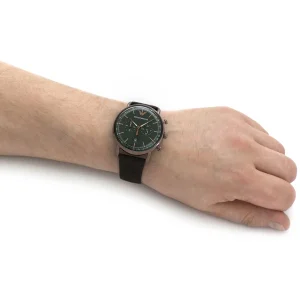 ar11334 emporio armani watch men green dial leather brown strap quartz battery analog chronograph aviator 10