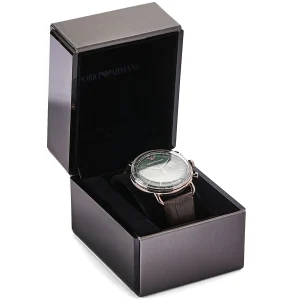 ar11334 emporio armani watch men green dial leather brown strap quartz battery analog chronograph aviator 15
