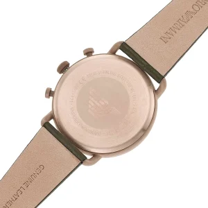 ar11334 emporio armani watch men green dial leather brown strap quartz battery analog chronograph aviator 7