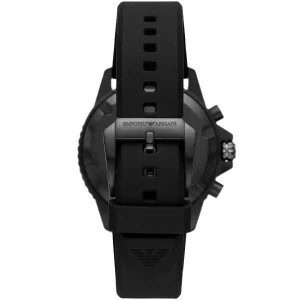 ar11463 emporio armani watch 100 meters men green dial rubber black strap quartz battery analog chronograph 4