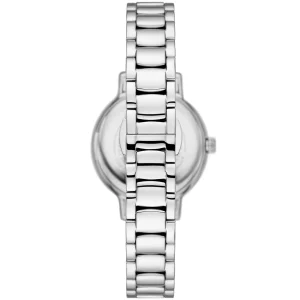 ar11484 emporio armani watch women crystals mother of pearl white dial stainless steel metal silver strap quartz battery analog cleo 3