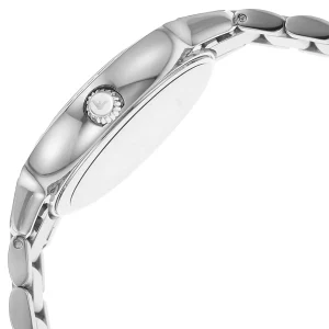 ar11484 emporio armani watch women crystals mother of pearl white dial stainless steel metal silver strap quartz battery analog cleo 5