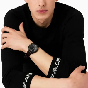 ar11549 emporio armani watch men black dial leather brown strap quartz battery analog chronograph 6 1024x1024
