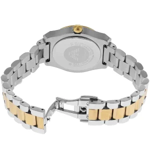 ar11559 emporio armani watch women crystal silver dial stainless steel metal gold strap quartz battery analog 5
