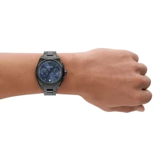 ar11561 emporio armani watch men blue dial gunstainless steel metal stainless steel metal black strap quartz battery analog chronograph federico 7