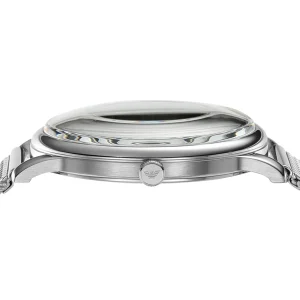 ar11571 emporio armani watch men blue dial stainless steel metal silver strap quartz battery analog 5