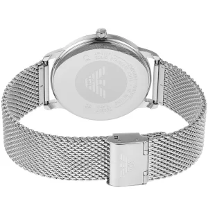 ar11571 emporio armani watch men blue dial stainless steel metal silver strap quartz battery analog 6