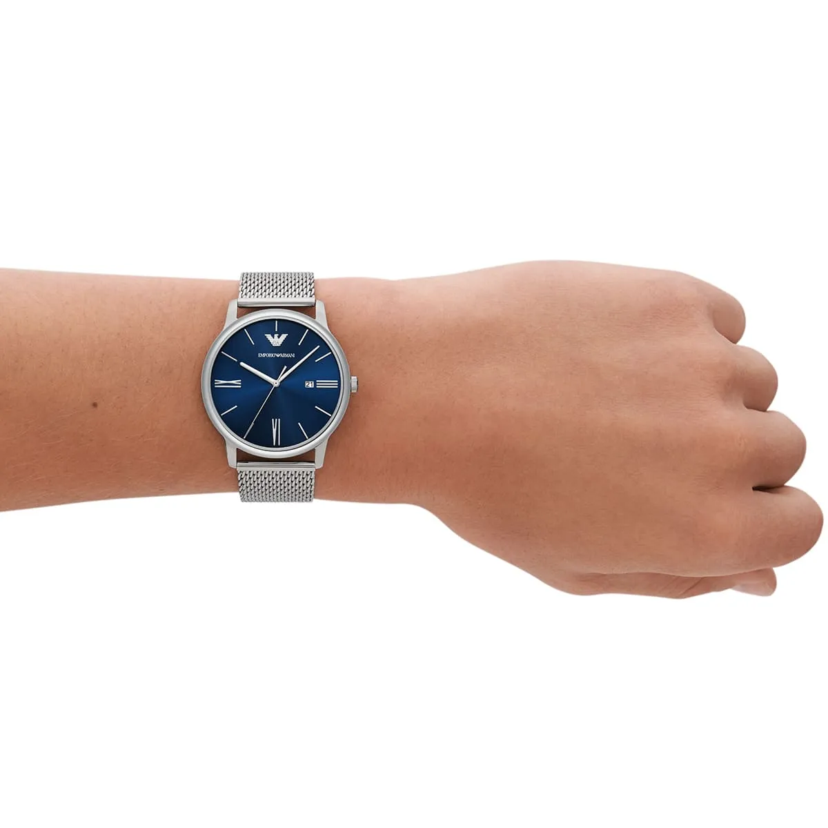 ar11571 emporio armani watch men blue dial stainless steel metal silver strap quartz battery analog 7 ar11571 emporio armani watch men blue dial stainless steel metal silver strap quartz battery analog 7