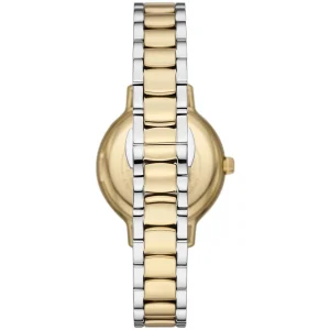 ar11576 emporio armani watch women crystals two tone blue dial metal stainless steel silver gold strap quartz analog cleo 4