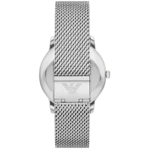 ar11578 emporio armani watch men green dial metal stainless steel silver mesh strap quartz analog minimalist 5
