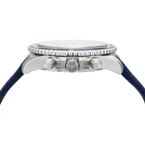 ar11588 emporio armani watch 100 meters men blue dial fibers strap quartz analog chronograph diver 4