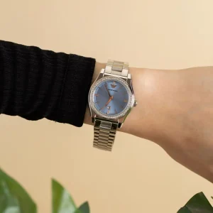ar11593 emporio armani watch women crystals blue dial metal stainless steel silver strap quartz analog federica 12