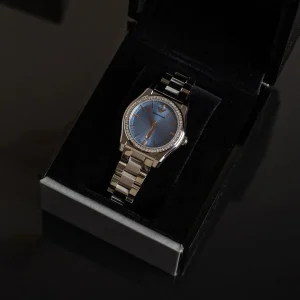 ar11593 emporio armani watch women crystals blue dial metal stainless steel silver strap quartz analog federica 9