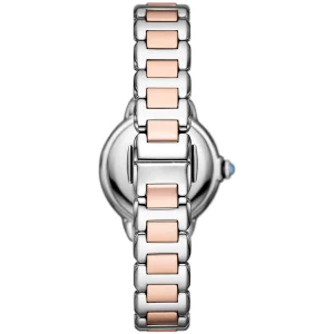 ar11597 emporio armani watch women crystals two tone blue dial metal stainless steel silver rose gold strap quartz analog mia 5