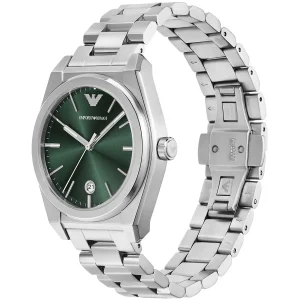 ar11621 emporio armani watch men green dial metal stainless steel silver strap quartz analog federico 2