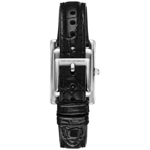 ar11623 emporio armani watch women crystals silver square dial leather black strap quartz analog genni 6