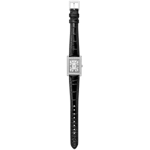 ar11623 emporio armani watch women crystals silver square dial leather black strap quartz analog genni 8