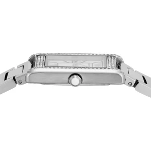 ar11625 emporio armani watch women mother of pearl crystals silver square dial metal stainless steel strap quartz analog genni 7