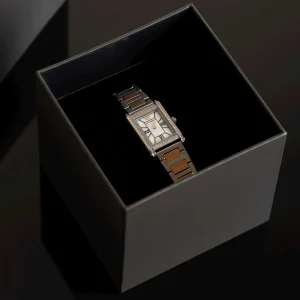 ar11626 emporio armani watch women mother of pearl crystals two tone silver square dial metal stainless steel rose gold strap quartz analog genni 10