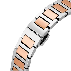 ar11626 emporio armani watch women mother of pearl crystals two tone silver square dial metal stainless steel rose gold strap quartz analog genni 5