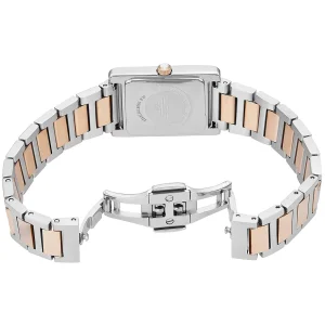 ar11626 emporio armani watch women mother of pearl crystals two tone silver square dial metal stainless steel rose gold strap quartz analog genni 6
