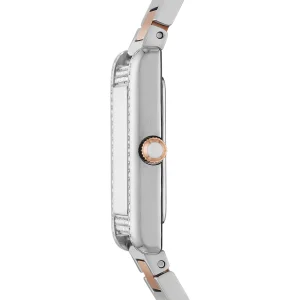 ar11626 emporio armani watch women mother of pearl crystals two tone silver square dial metal stainless steel rose gold strap quartz analog genni 9