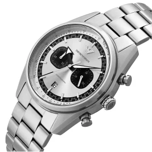ar11636 emporio armani watch chronograph men silver dial metal stainless steel strap quartz analog racer 3