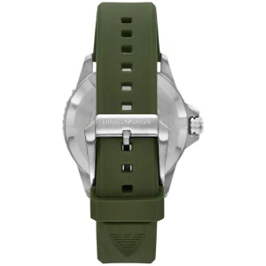 ar11638 emporio armani watch 100 meters men green dial rubber strap quartz analog world explorer 5