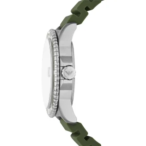 ar11638 emporio armani watch 100 meters men green dial rubber strap quartz analog world explorer 6